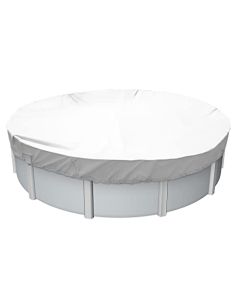 E&K 10" Waterproof Pool Cover Round Winter Swimming Pool Safety Polyester Cover for Above Ground Pools (Light Grey)
