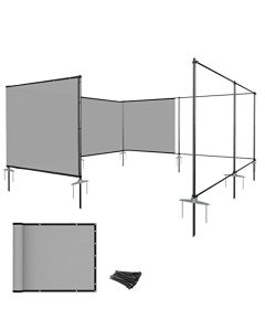 E&K Privacy Screen Fence 6"x24" Outdoor Iron Pole Privacy Fence Cover for Garden Backyard Patio Pool A/C Unit (Light Gray)