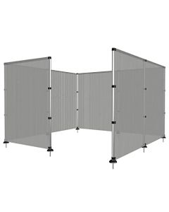 E&K Outdoor Privacy Screen Fence for Pool Dog Fencing Freestanding with Stainless Steel Poles on Concrete Deck Back Yard Fence Grey 4"x24"