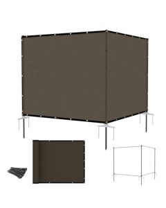 E&K Outdoor Privacy Screen Fence with Iron Poles and Rails - Customizable with Size and Color