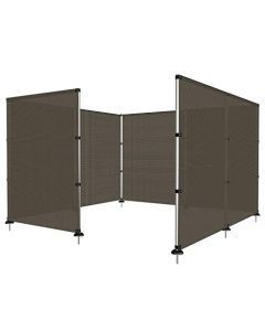 E&K Outdoor Privacy Screen Fence for Pool Dog Fencing Freestanding with Stainless Steel Poles on Concrete Deck Back Yard Fence Brown 4"x24"