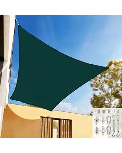 E&K Sunrise 16" x 20" Sun Shade Sail Rectangle Canopy Shade Cover with Hardware Kit UV Block for Outdoor Pergola Patio Backyard Garden Deck (Green)