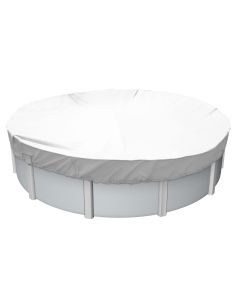 E&K 20' Waterproof Pool Cover Round Winter Swimming Pool Safety Polyester Cover for Above Ground Pools (Light Grey)