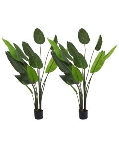 E&K 6FT Artificial Bird of Paradise Plant with Plastic Nursery Pot, Fake Banana Tree Artificial Plant Faux Palm Trees for Home Office Garden Indoor Outdoor Decor (2 Packs)
