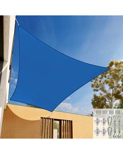 E&K Sunrise 10" x 10" Sun Shade Sail Rectangle Canopy Shade Cover with Hardware Kit UV Block for Outdoor Pergola Patio Backyard Garden Deck (Blue)