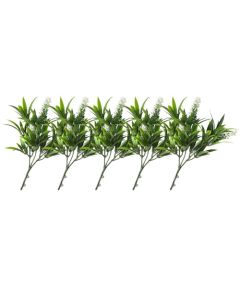 E&K 5 PCS Artificial Plants Faux Bushes Plant Decoration for Home Garden Wedding Party Indoor Outdoor (Green White)