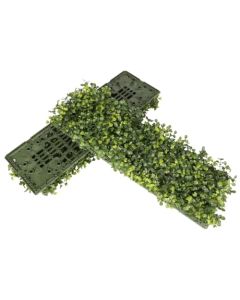 E&K 9 PCS 18"x6" Artificial Plant Panels with Single Side Leaves Hard Back Faux Leaf Greenery Grass Wall Decoration for Indoor Outdoor (No White Flowers)