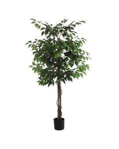 E&K 6FT Artificial Ficus Tree with Plastic Nursery Pot, Silk Faux Ficus Tree Artificial Plant for Home Office Garden Indoor Outdoor Decor (1 Pack)