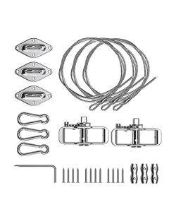 E&K Sun Shade Sail Hardware Kit with Tension Cable Winch Pad Eyes Hooks for Triangle Sun Shade Sails Installation