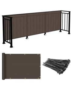 E&K Sunrise 2.5" x 50" Balcony Privacy Fence Screen Cover with Zip Ties Outdoor Screen Fence UV Protection for Deck Patio Backyard Apartment Pool Porch (Brown)