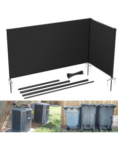 E&K 6"x12" Outdoor Privacy Screen Fence Panel Freestanding Backyard Patio Privacy Pool Fencing Temporary Garden Dog Fence with Iron Poles and Rails (Black)