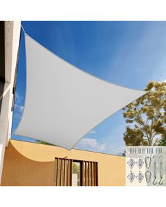 E&K Sunrise 16" x 16" Waterproof Sun Shade Sail Outdoor Rectangle Canopy Shade Cover UV Block with Hardware Kit for Pergola Patio Backyard Garden Deck (Light Gray)