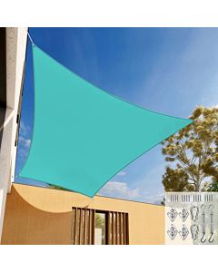 E&K Sunrise 10" x 10" Sun Shade Sail Rectangle Canopy Shade Cover with Hardware Kit UV Block for Outdoor Pergola Patio Backyard Garden Deck (Turquoise)
