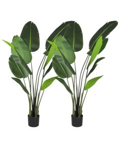 E&K 5FT Artificial Bird of Paradise Plant with Plastic Nursery Pot, Fake Banana Tree Artificial Plant Faux Palm Trees for Home Office Garden Indoor Outdoor Decor (2 Packs)