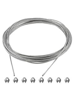 E&K Sunrise Shade Sail Hardware Kit,50-Feet Wire Rope and 8 Pcs Clamps Coated Steel Cable 3/16 inch - 1/4 inch (4.78 mm - 6.35 mm) Perfect for Set up your shade sail