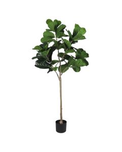 E&K 5FT Artificial Fiddle Leaf Fig Tree with Plastic Nursery Pot, Fake Tree Artificial Greenery Plant Faux Trees for Home Office Garden Indoor Outdoor Decor (1 Pack)