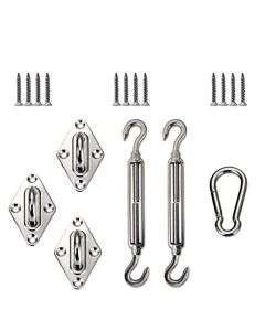 E&K Sunrise Set of 1 Sun Shade Sail Hardware Kit for Triangle Sun Shade Sail Installation with 8 inches Turnbuckles, Stainless Steel