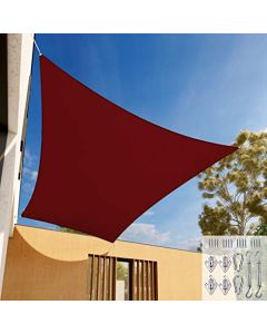 E&K Sunrise 16" x 16" Waterproof Sun Shade Sail Outdoor Rectangle Canopy Shade Cover UV Block with Hardware Kit for Pergola Patio Backyard Garden Deck (Red)