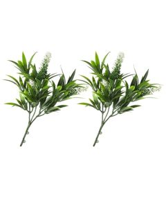 E&K 2 PCS Artificial Plants Faux Bushes Plant Decoration for Home Garden Wedding Party Indoor Outdoor (Green White)