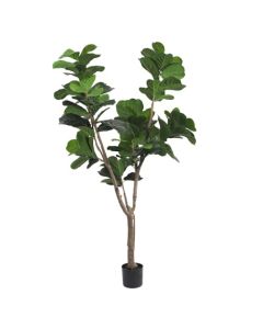 E&K 6FT Artificial Fiddle Leaf Fig Tree with Plastic Nursery Pot, Fake Tree Artificial Greenery Plant Faux Trees for Home Office Garden Indoor Outdoor Decor (1 Pack)
