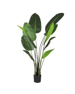 E&K 5FT Artificial Bird of Paradise Plant with Plastic Nursery Pot, Fake Banana Tree Artificial Plant Faux Palm Trees for Home Office Garden Indoor Outdoor Decor (1 Pack)