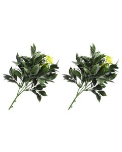 E&K 2 PCS Artificial Plants Faux Bushes Plant Decoration for Home Garden Wedding Party Indoor Outdoor (Green Yellow)