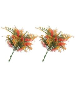 E&K 2 PCS Artificial Plants Faux Bushes Plant Decoration for Home Garden Wedding Party Indoor Outdoor (Green Red Orange)