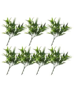 E&K 7 PCS Artificial Plants Faux Bushes Plant Decoration for Home Garden Wedding Party Indoor Outdoor (Green White)