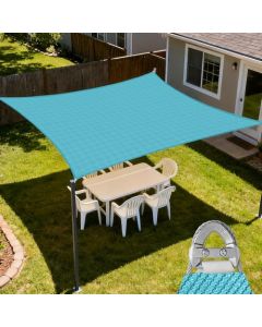 E&K Sunrise 24" x 24" Sun Shade Sail Rectangle Canopy Shade Cover with A Ring Steel Cable Wire UV Block for Pergola Patio Backyard Garden Deck Outdoor (Turquoise)