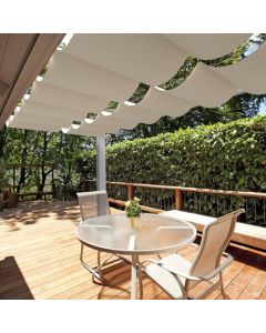 E&K 7"Wx12"L Waterproof Pergola Shade Cover Retractable Canopy Outdoor Wave Sun Shade for Patio Garden Backyard Deck Trellis (Beige)