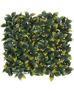 E&K 24Pcs 20" x 20" Artificial Grass Wall Panels, Faux Boxwood Greenery Backdrop Decor, UV Protected Privacy Hedge Screen for Indoor Outdoor (Photinia - Yellow)