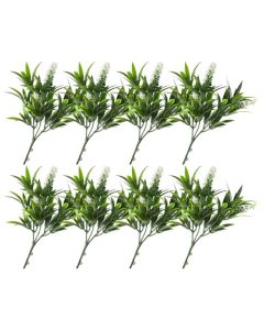 E&K 8 PCS Artificial Plants Faux Bushes Plant Decoration for Home Garden Wedding Party Indoor Outdoor (Green White)