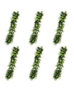E&K 6 PCS Artificial Hanging Plants Faux Vines Leaf Decoration for Home Garden Office Indoor Outdoor Wedding Party (Green White)