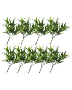 E&K 9 PCS Artificial Plants Faux Bushes Plant Decoration for Home Garden Wedding Party Indoor Outdoor (Green White)