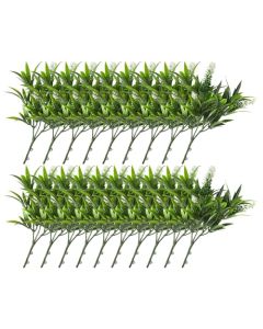 E&K 19 PCS Artificial Plants Faux Bushes Plant Decoration for Home Garden Wedding Party Indoor Outdoor (Green White)