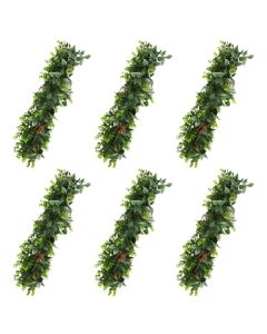 E&K 6 PCS Artificial Hanging Plants Faux Vines Leaf Decoration for Home Garden Office Indoor Outdoor Wedding Party (Dark Green Red)