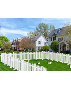E&K 1 Set 24"H x 92"W Vinyl White Picket Fence Panels Decorative Fencing for Front Porch Yard Garden Pool (38 Pickets, Straight)