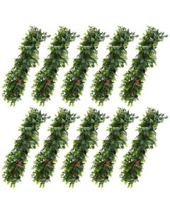 E&K 10 PCS Artificial Hanging Plants Faux Vines Leaf Decoration for Home Garden Office Indoor Outdoor Wedding Party (Dark Green Red)