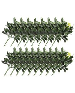E&K 17 PCS Artificial Plants Faux Bushes Plant Decoration for Home Garden Wedding Party Indoor Outdoor (Green Yellow)