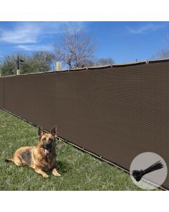 E&K Sunrise 6" x 50" Brown Privacy Fence Screen with Grommets, Outdoor Windscreen Fence Covering Privacy Screen UV Blockage for Backyard Garden Patio, Zip Ties Included