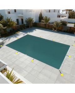 E&K 20"x45" Pool Cover for Inground Pools, Rectangle Winter Pool Cover for Backyard Yard Swimming Pool with Hardware Kit, Dark Green