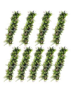 E&K 9 PCS Artificial Hanging Plants Faux Vines Leaf Decoration for Home Garden Office Indoor Outdoor Wedding Party (Green Pink)