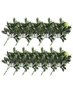 E&K 11 PCS Artificial Plants Faux Bushes Plant Decoration for Home Garden Wedding Party Indoor Outdoor (Green Yellow)