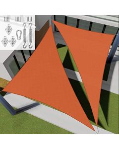E&K Sunrise 12" x 12" x 12" Sun Shade Sail Triangle Canopy Shade Cover with Hardware Kit UV Block for Outdoor Pergola Patio Backyard Garden Deck (Orange)
