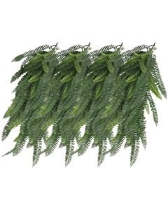 E&K 4 PCS Artificial Hanging Plants Faux Vines Leaf Decoration for Home Garden Office Indoor Outdoor Wedding Party (Dark Green)