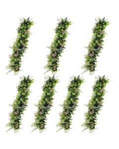 E&K 7 PCS Artificial Hanging Plants Faux Vines Leaf Decoration for Home Garden Office Indoor Outdoor Wedding Party (Green Pink)