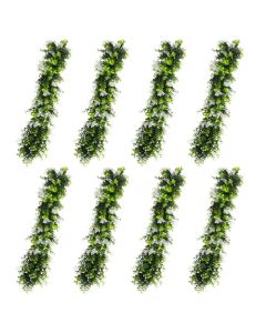 E&K 8 PCS Artificial Hanging Plants Faux Vines Leaf Decoration for Home Garden Office Indoor Outdoor Wedding Party (Green White)