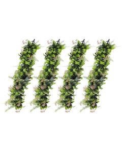 E&K 4 PCS Artificial Hanging Plants Faux Vines Leaf Decoration for Home Garden Office Indoor Outdoor Wedding Party (Green Pink)