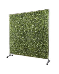E&K Movable Privacy Hedge Fence H60"xW60" Room Space Divider Boxwood Backdrops Stand Decor with Wheels Artificial Faux Grass Double Sides