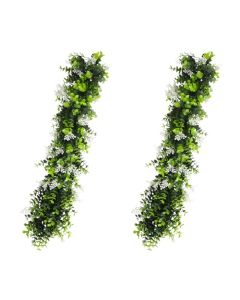 E&K 2 PCS Artificial Hanging Plants Faux Vines Leaf Decoration for Home Garden Office Indoor Outdoor Wedding Party (Green White)